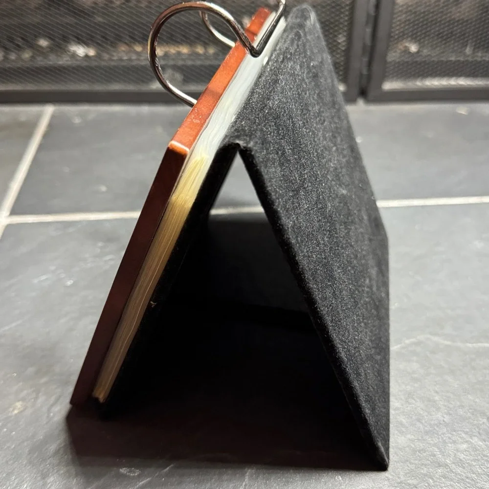 Grandkids Wooden Flip‎ Photo Album Easel Stand Brown Wood Metal Accent 4x6